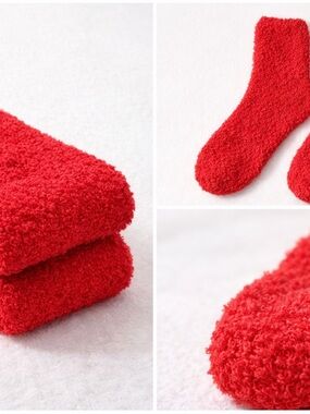 Cozy Red Fuzzy Socks for Men